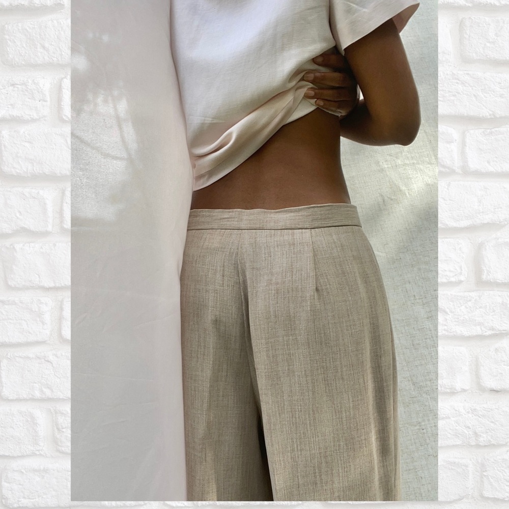 Low-crotch dress pants.